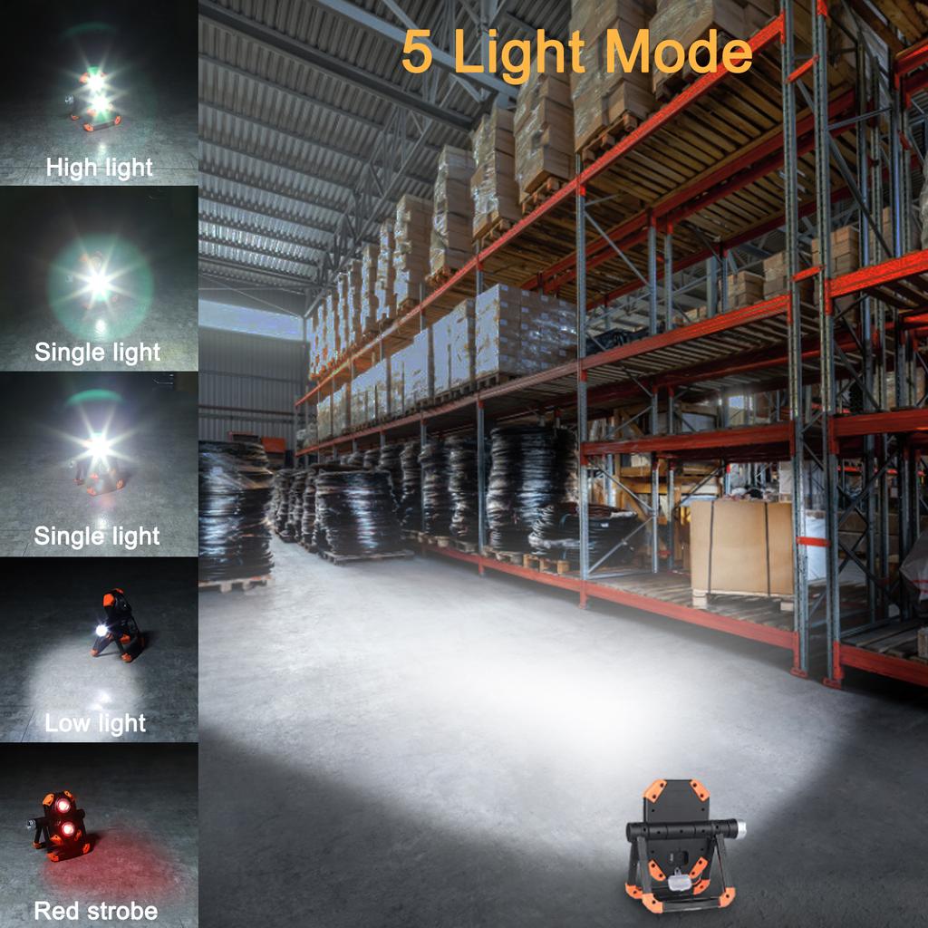 Multi-function Flashlight Dual LED Source Work Light Type-C Rechargeable Torch Strong Magnet