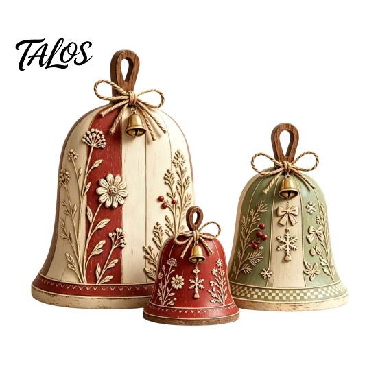 Christmas Farmhouse Mantel Accents 3Pcs/Set Wooden Ornaments, Rustic Gingerbread Man Tree Tiered Tray Style Festive Decor, Centerpieces for