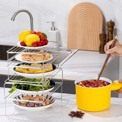 Scolapiatti multifunzionale a strati in acciaio inossidabile di grande capacità, ripiano per cucina, ripiano per tavolo, stendibiancheria, condimento, bottiglia
