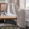 American Cotton Linen Plaid Curtains for Living Room Semi Blackout Bedroom Drapes Cabinet Home Life Tassel Decorative Valance