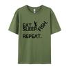 Eat Sleep Fish Repeat Tshirt Cotton Normal Tees Coupons Unisex TShirt Casual Tops Shirts Wholesale Basic
