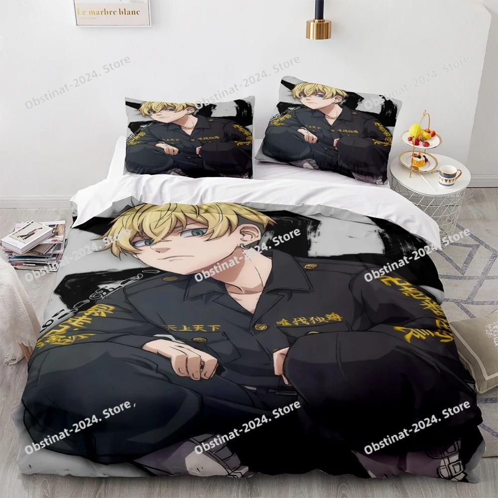 3D New Anime Tokyo Revengers Bedding Set Printed Bed Set Duvet Cover Sheet Pillowcase Bed Soft Quilt Cover Full Queen King Size