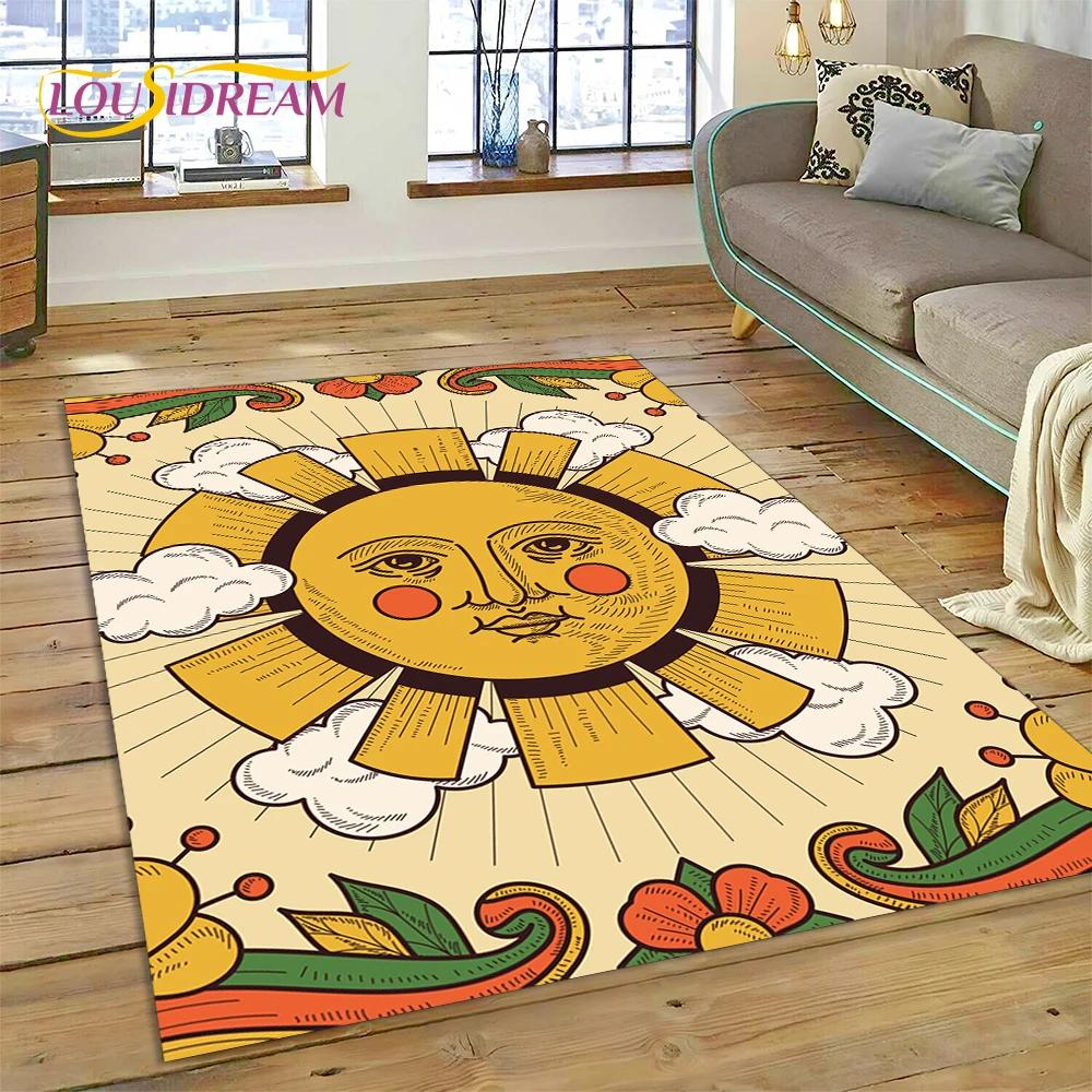 Sun Moon Mandala Magic Witchcraft Tarot Carpet Rug for Home Living Room Bedroom Sofa Doormat Decor,Area Rug Non-slip Floor Mat