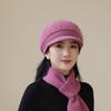 Knitted Woolen Hat New Rabbit Fur Hat for Women Mother  Middle Aged and Elderly Plus Velvet Warm Hat Grandma's Cold Proof Scarf