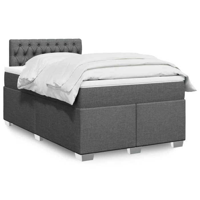 Maison Exclusive - Sommier à lattes de lit avec matelas Gris foncé 120x200cm Tissu