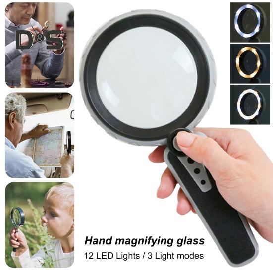 

1 комплект лупи для читання з трьома режимами освітлення Clear View акумуляторна 10-кратна ручна лупа зі світлодіодним підсвічуванням Товари для дому срібний/чорний