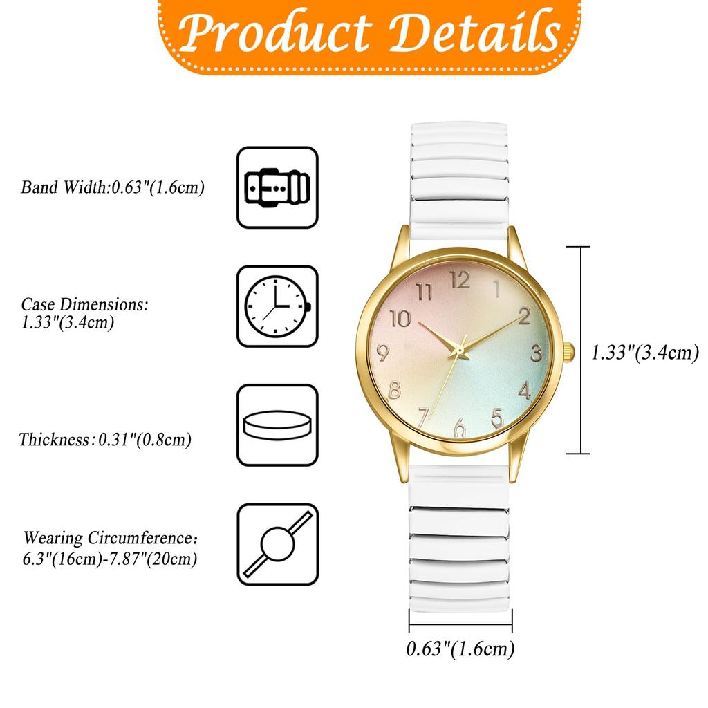 Women's Watch, Stretch Band, Waterproof, White, Stylish, Analog Display, Free Size, Stainless Steel Band, Quartz Watch, Fashion Accessory