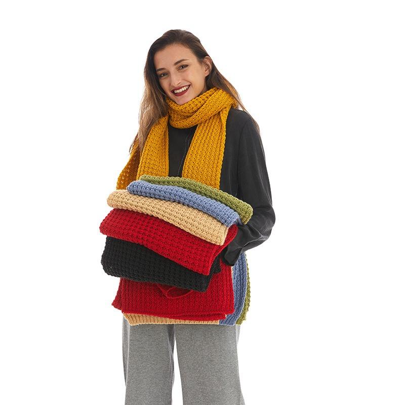 Hot-selling new high-end women's versatile solid-color scarf autumn and winter monochrome knitted scarf