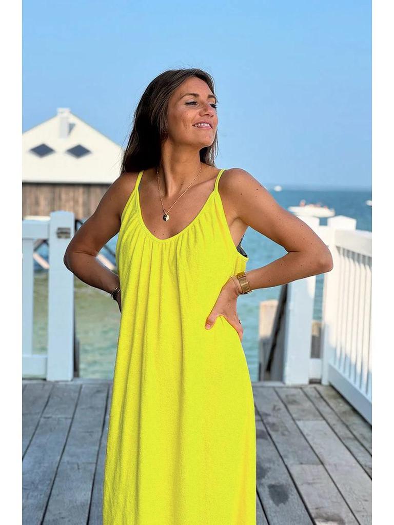 European Seaside Holiday Backless Spaghetti Strap Women's Summer V-Neck Maxi Dress