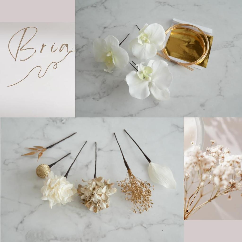 Ornament Specialty Shop Hair Ornament for and Japanese Dried Flowers with Gold Leaf and White Phalaenopsis [Hair Bria] Coming-of-Age Ceremonies,