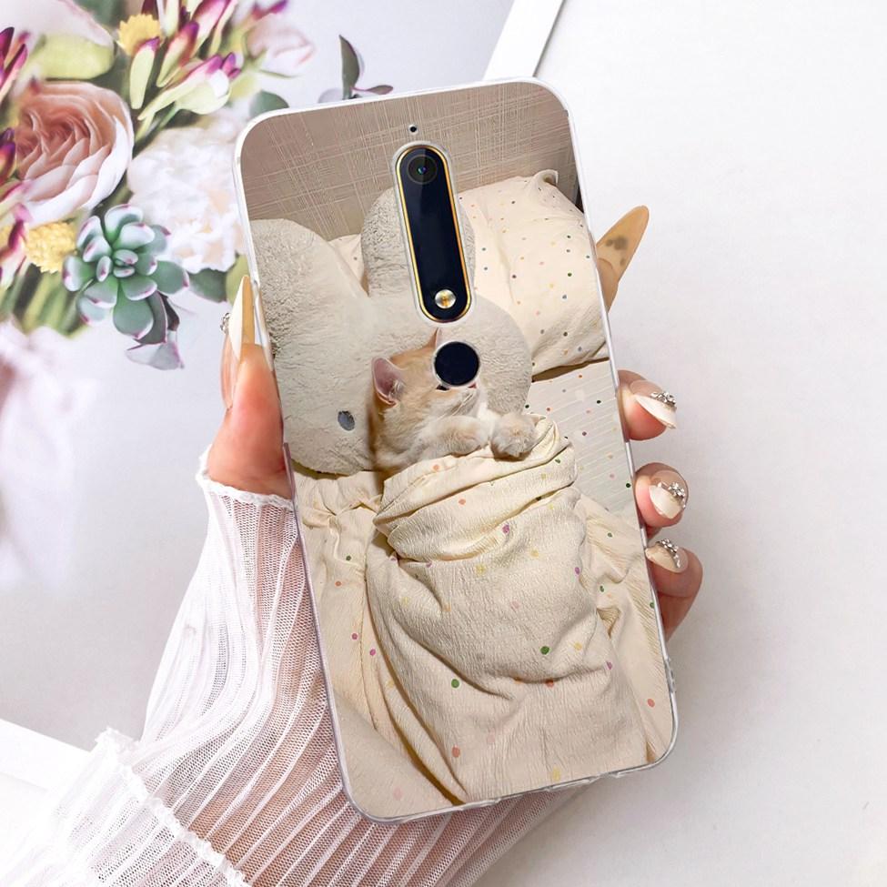 For Nokia 6 2018 Clear Case Cover Aesthetic Luxury Cute Cat Fashion Butterfly Funny Painted Phone Casing