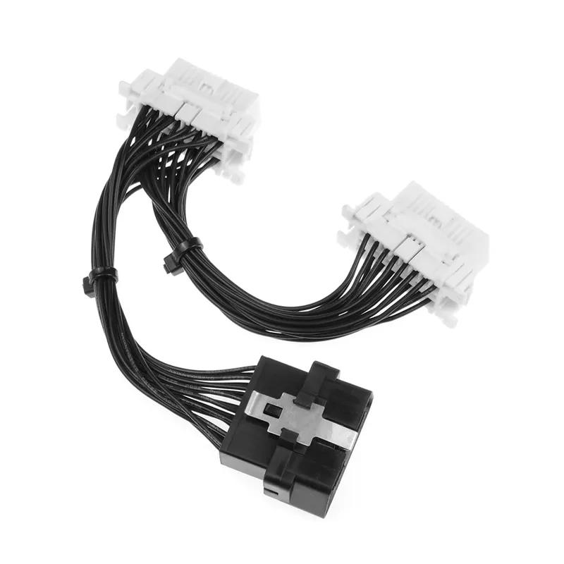 JieYuan High Quality 16 Pin OBD2 OBD 2 In 1 Splitter Extension Cable One Male To Two Female Y Cable OBD2 Splitter Extension