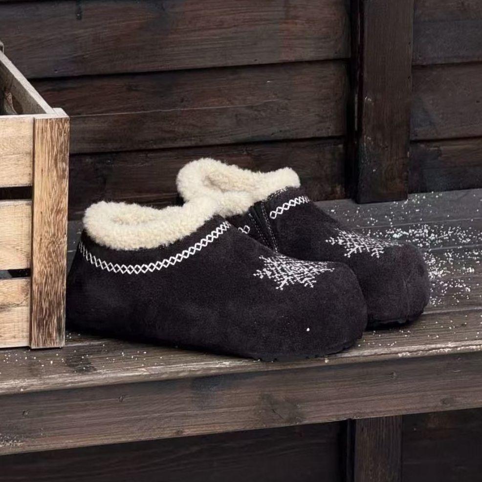 Women's Large Size Soft Elastic Embroidery Winter Warm Cold Padded Snow Boots Non-slip Wear Outdoor Leisure Sports Cotton Boots