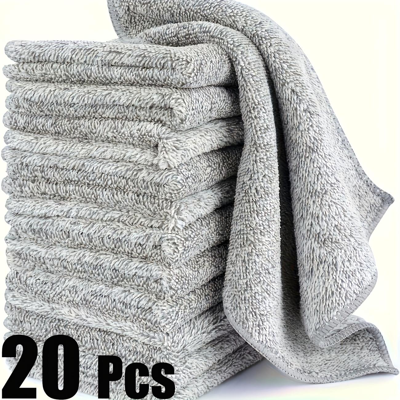 

20/10 шт. прочная салфетка из микрофибры для уборки - супервпитывающая, быстросохнущая, не царапает, многоразовая и пригодная для машинной стирки для дома, кухни, отеля 20pcs серый