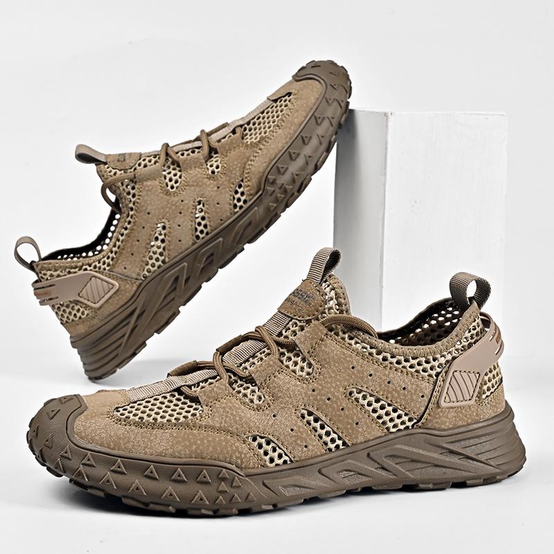 Hollow Out Mens Casual Shoes Fashion Summer Driving Shoes High Quality Male Hiking Footwear Genuine Leather Men Treking Sneakers