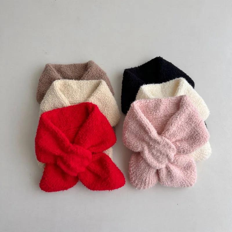 Βρεφική Κασκόλ Χειμωνιάτικη Πλεκτή Βελούδινη Μαλακή Βαμβακερή Μονόχρωμη Ευέλικτη Βρεφική Αντιανεμική Εξωτερικού Χώρου Σταυρωτή Κασκόλ Θερμότερη Κάλυψη Λαιμού