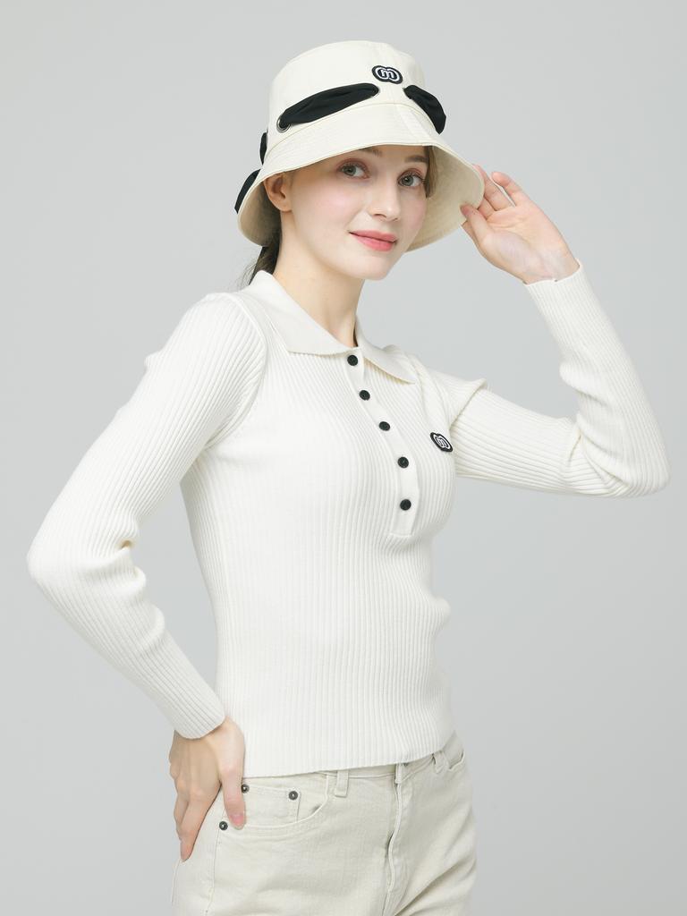 DOYOUKNOWMC Soft Ribbed Collar Slim Fit Ivory Knit