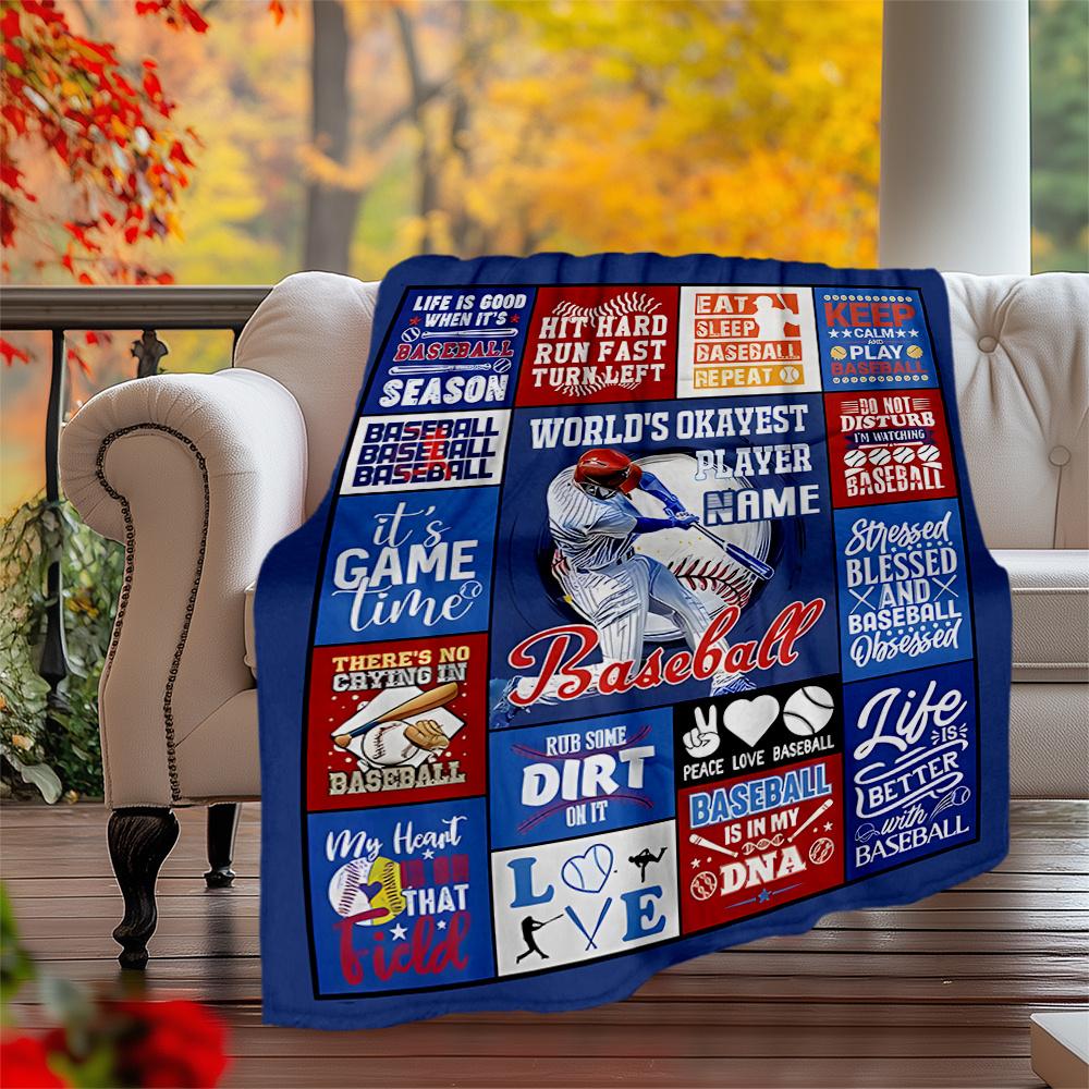 Baseball Player Motivational Quotes And Artwork Flannel Outdoor Blanket Gift Blanket Comfortable And Soft Lightweight And Portable Suitable For All
