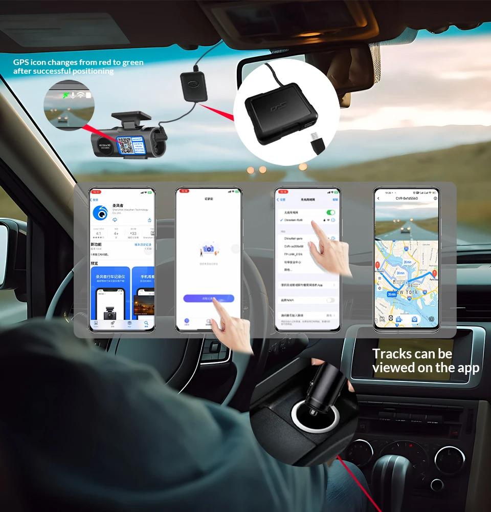 2025 Neue Dual-Objektiv-Dashcam für Autos, 4K-Auto-DVR mit 1080P-Rückansichtskamera, Videorecorder, GPS, WLAN, Autokamera, Nachtsicht, Blackbox-Monitor