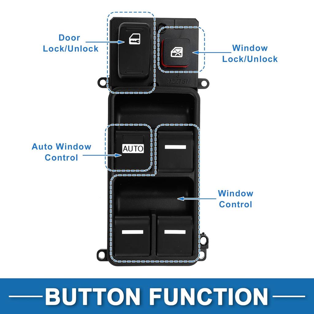 Power Window Switch No.35750SHJ305 Front Left Driver Side Window Control Switch for Honda Odyssey 2005-2010 Black
