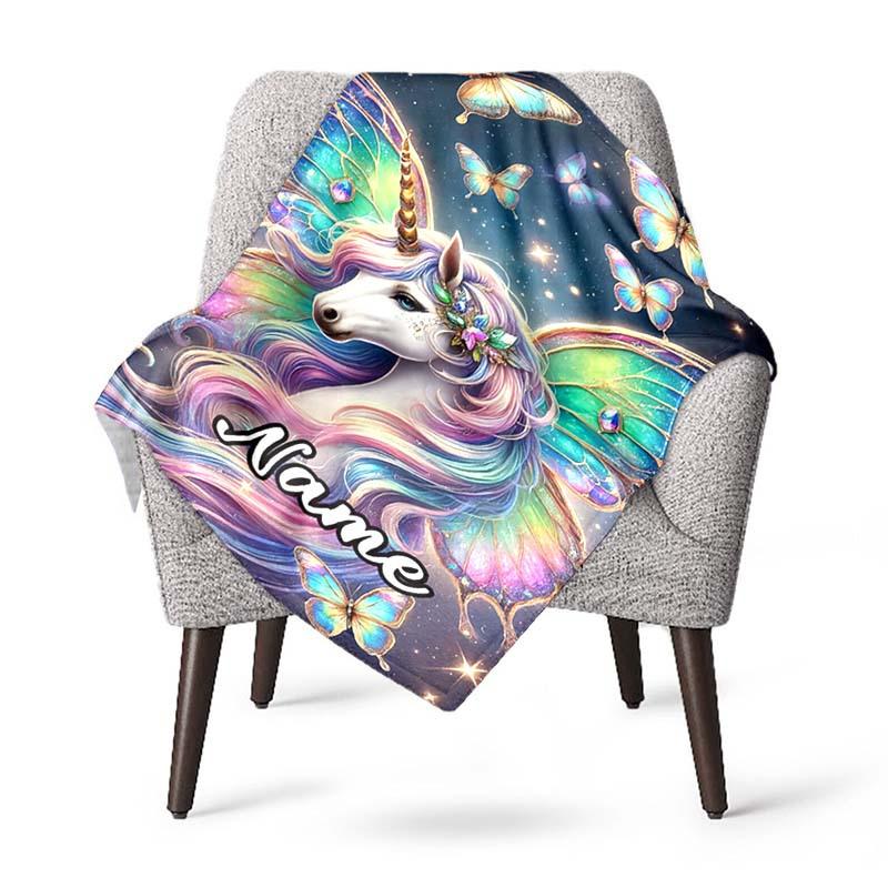 Unicorn'S Colorful Tentacles Customize Your Name Blanket Used For Chair Office Sofa Bed Camping Soft And Warm Giving Friends And Relatives Birthday