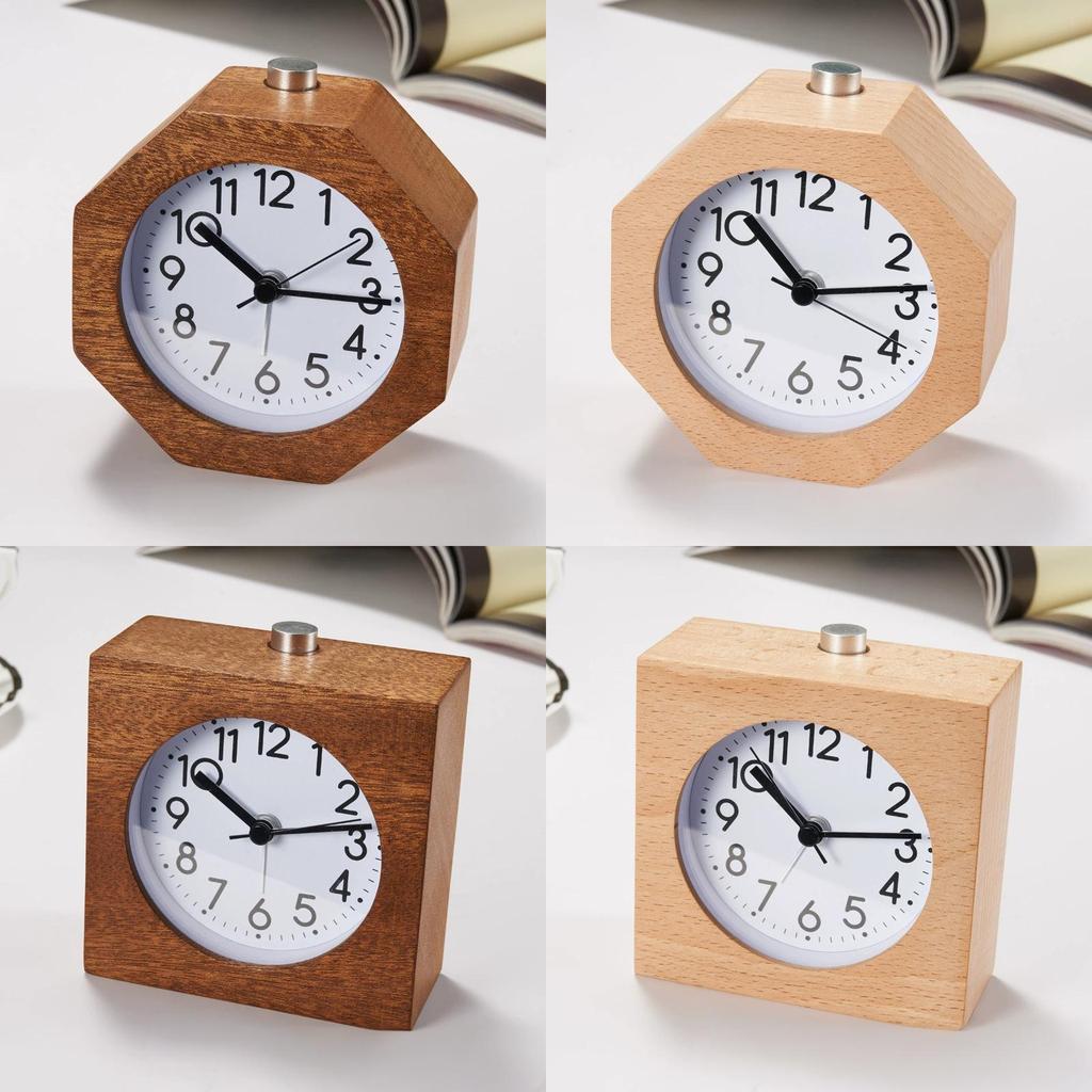 Wooden Bedside Alarm Clock With Led Display And Night Light For Students