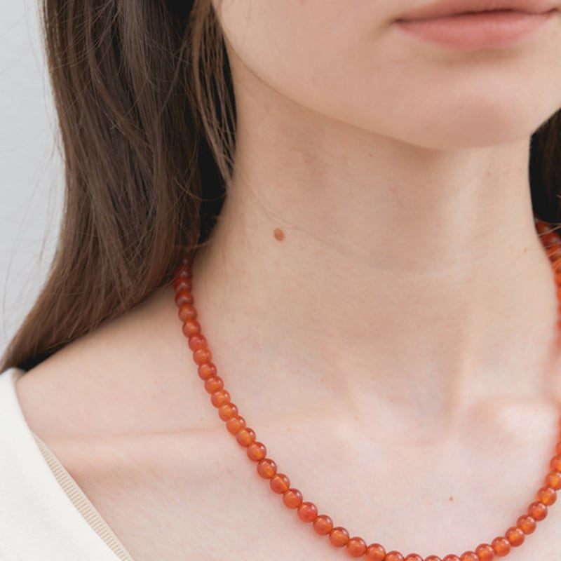 halden simple red carnelian necklace 6mm (N015_45cm)