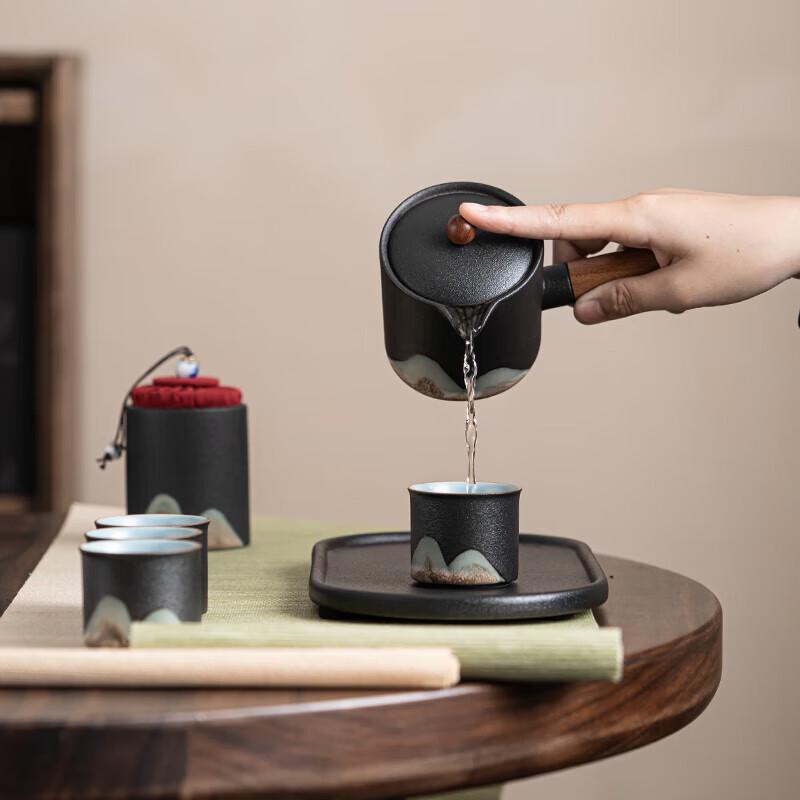 Sushih Hand-Painted Ceramic Side-Handle Teapot Kung Fu Tea Set