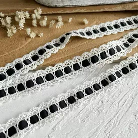 Material organza din dantelă neagră pentru îmbrăcăminte și accesorii DIY - Decorare decolteu și tiv fustă