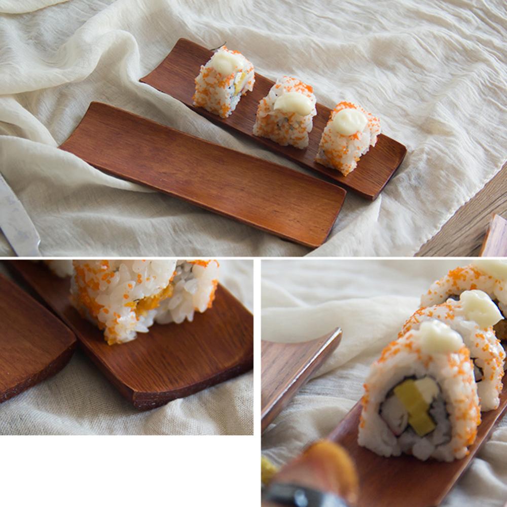 Wood for Home Tray Wooden Oblong Dumplings Sushi Serving Salad Bread Plate Kitchen