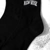 3/5/10 Paar Damen Crew-Socken, Schwarz mit Schriftzug "New York" und Streifen, Bequem, Atmungsaktiv, Feuchtigkeitstransportierend, College