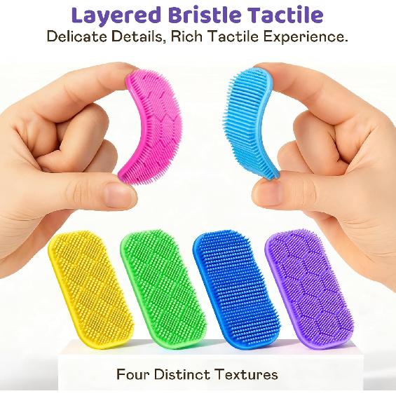 Bristle Tactile Sensory Calm Strips | Soft, Gentle & Rich Texture| 8PC | Suction Cup Toys for Kids | Autism, ADHD Anxiety Relief | Quiet Fidget Toys