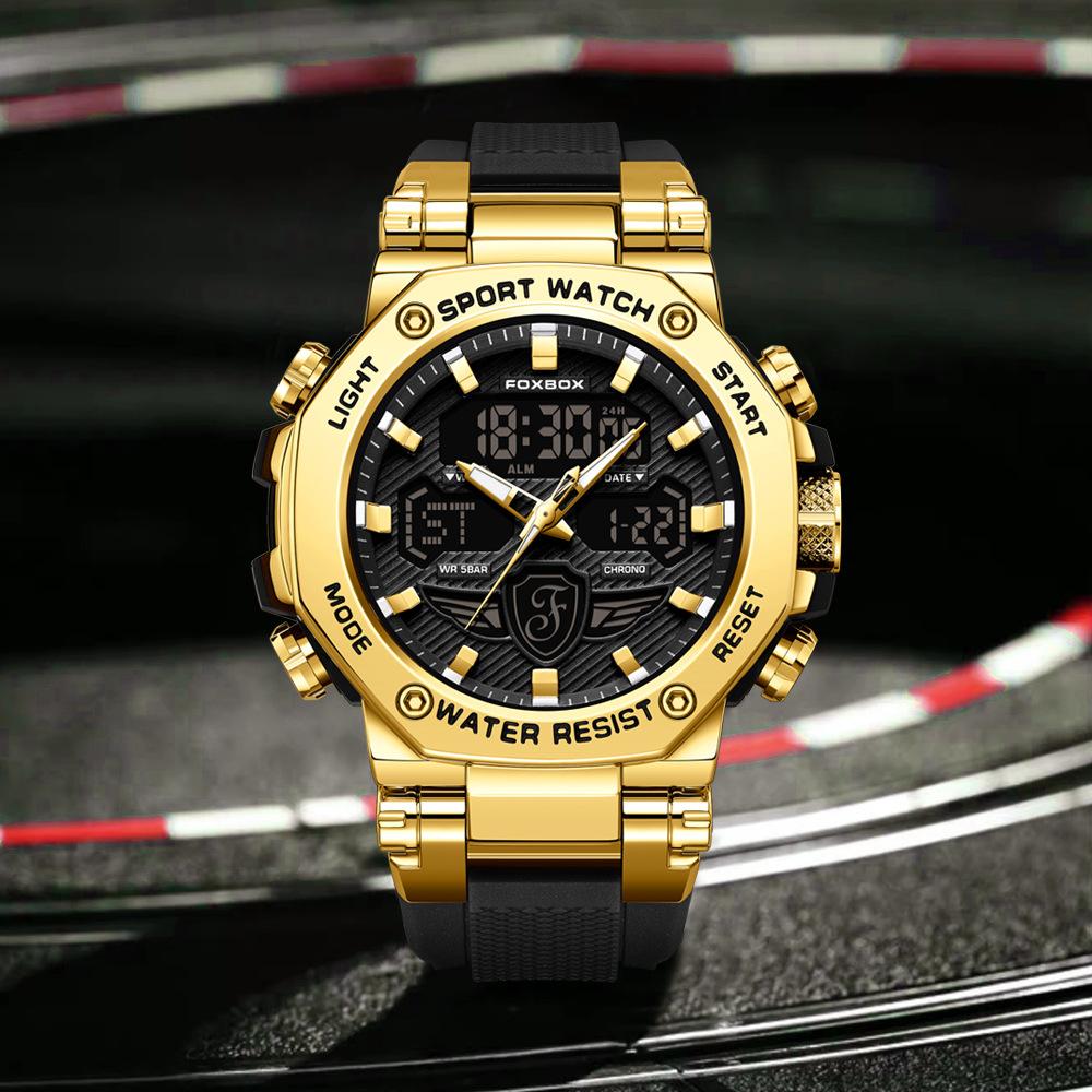 FOXBOX FB0062 Famous Boys Digital Watch Hot Sale Silicone Strap Waterproofing Double Display In Stock Business Watch Factory