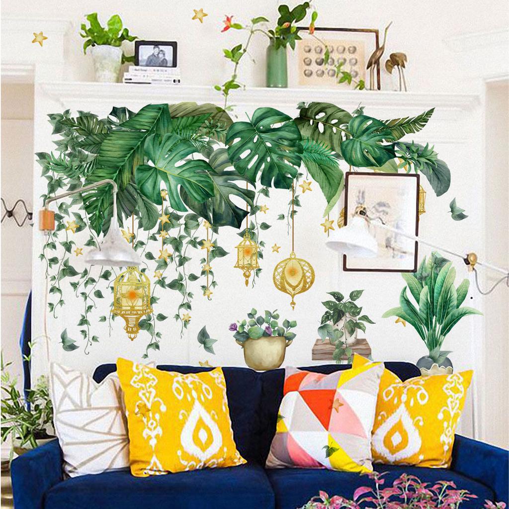 Ms7230 Plant Vine Lantern Star Wall Sticker Living Room Bedroom Home Background Decoration Self-Adhesive Wall Sticker