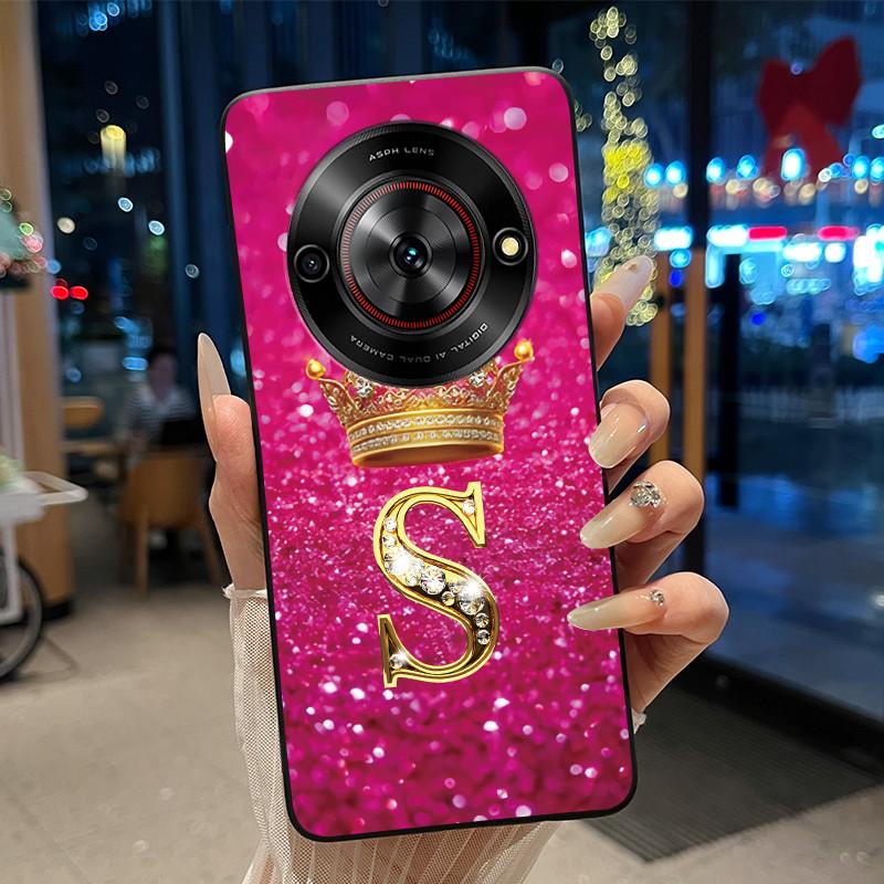 Shockproof Soft Phone Case For ZTE Blade A75 5G/ Nubia Focus 5G Bright Color and Attractive Crown Letter Pattern Casing