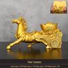 Pure Brass Tang Horse Figurine - Zodiac Success Mascot for Office & Home Decor.