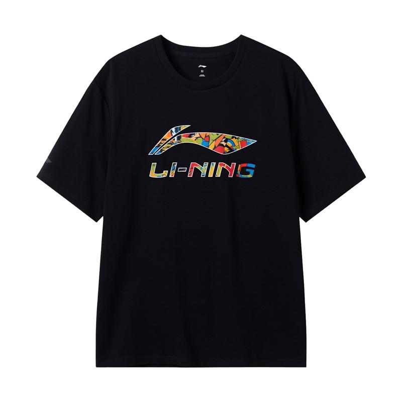 Li-Ning Casual Versatile Loose Fit Crew Neck Logo Short Sleeve T-Shirt Men Tops Black AHSW843-3 S