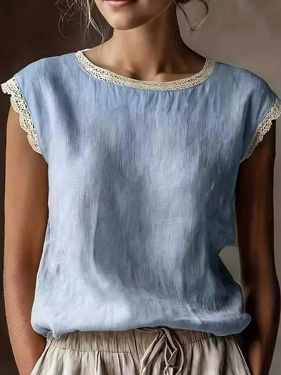 2026 Summer Women s Lace Trim Sleeveless Pullover Top XXL