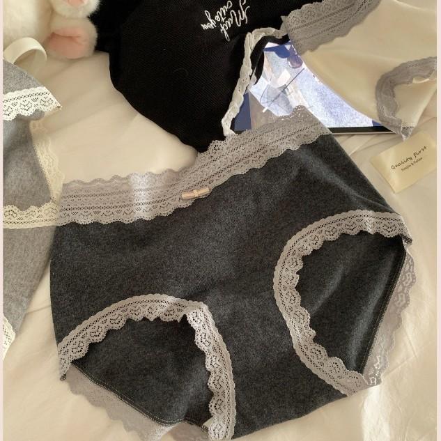 Women's Spring and Autumn Cotton Jacquard 10A Anti Bacterial Mid Waist Briefs