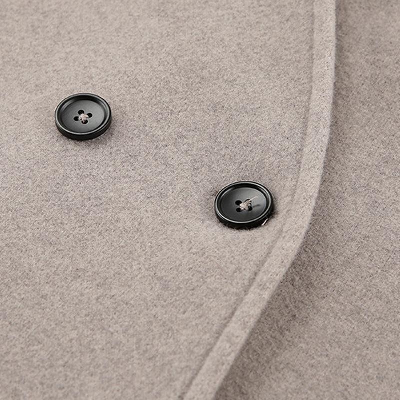 2025 Women's Double-Breasted Solid Wool Coat - Casual British Style