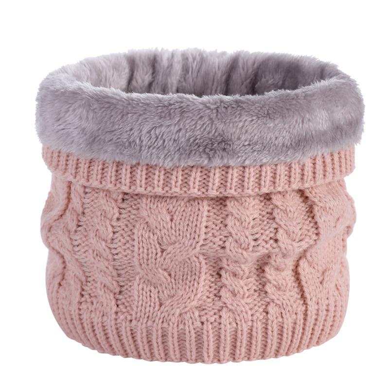 

Autumn and winter outdoor velvet scarf thickened neck cover versatile classic twist knitted wool warm scarf winter one size fits all розовый
