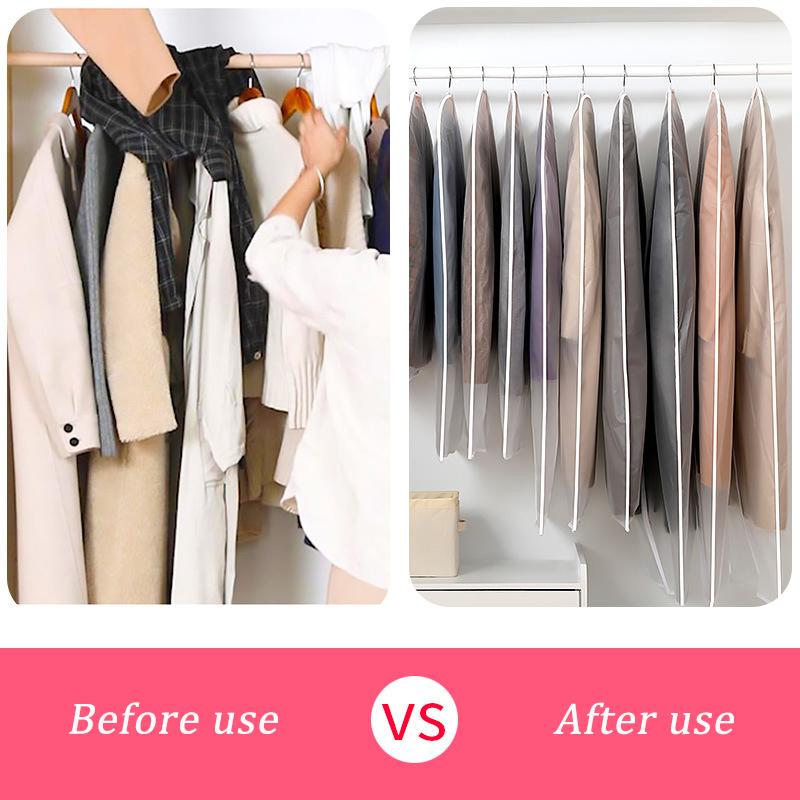 Clothes Dust Cover Home Washable Coat Dust Bag Waterproof Transparent Hanging Clothes Bag Suit Cover Storage 80/100/120/140cm