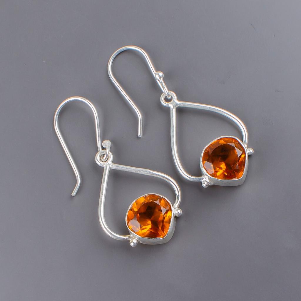 Citrine Gemstone 925 Stamped Silver Artisan Jewelry Earrings For Engagement Gift EE-33-5