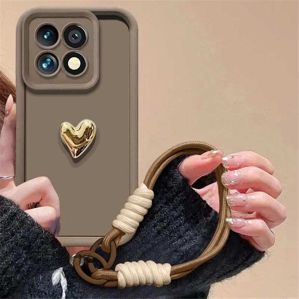 Case 3D Plating Love Heart Phone Case For Honor 400 200 300 100 90 80 70 60 50 Pro SE Lite Lanyard Bracelet Soft Silicone Cover