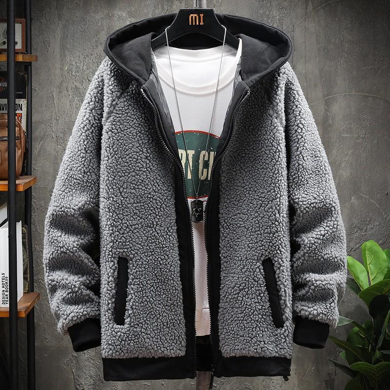 Outdoor Casual Warm Cotton Coat Men's Lamb Velvet Korean Version Trendy Winter Cool Jacket