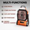 Portable Camping Fan Rechargeable Battery Operated with Lights Outdoor Beach Tent Fan 4 Speed Adjustable Brightness Heavy Duty