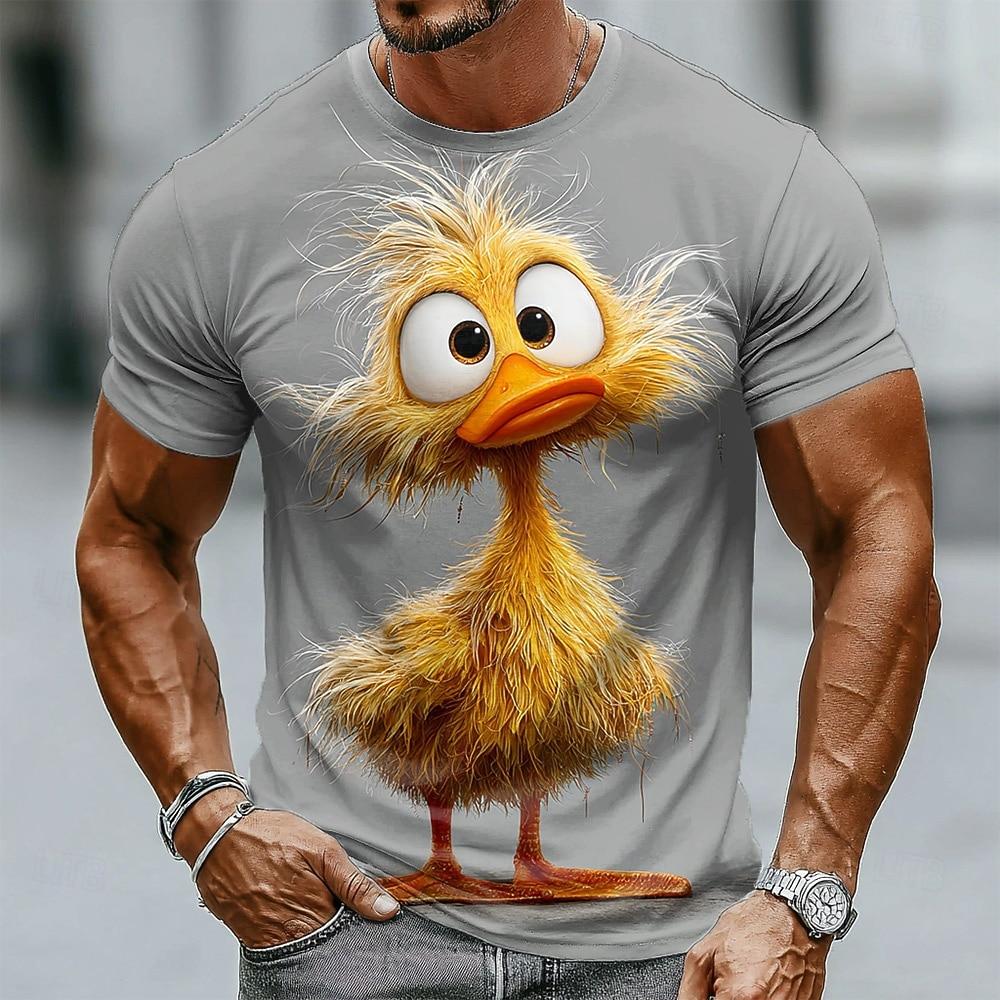 Men's Animal Funny Duck T Shirt Short Sleeve T Shirt 3D Print Crew Neck Shirt Exaggerated Designer