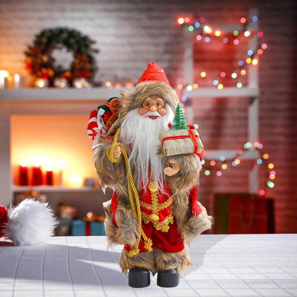 Christmas Santa Figurine Santa Doll Creative Xmas Gifts Traditional Desktop Ornament for Home Festival Living Room New Year