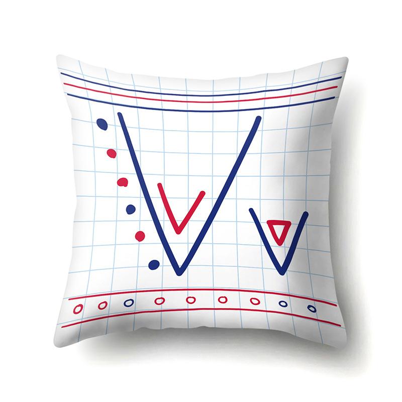 Polyester Pillow Case Decoration Home 26 English Letter Printing Pillow Case British Style Bedside Cushion Cover