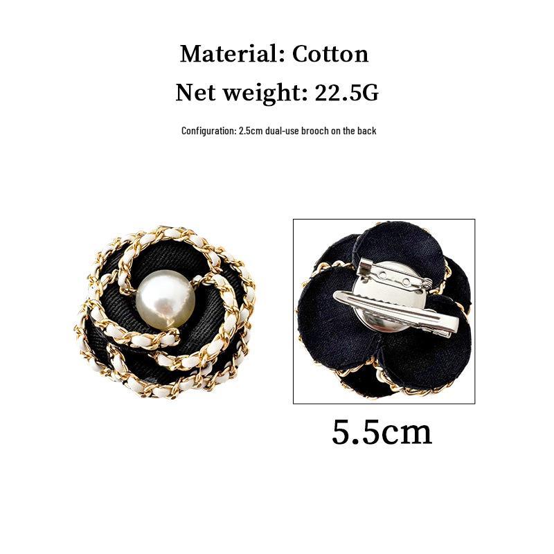 Korean Retro Camellia Pearl Chain Brooch